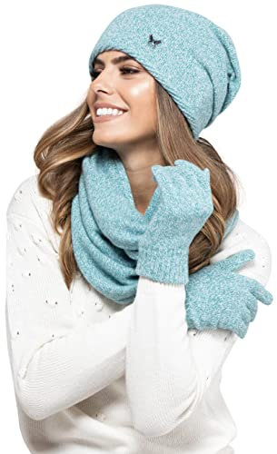 Kamea Winterset für Damen Anna 2-Teilig bestehend aus Loop-Schal und Wintermütze, Beanie, Damenschal als Winter-Schal, verschiedene Farbauswahl
