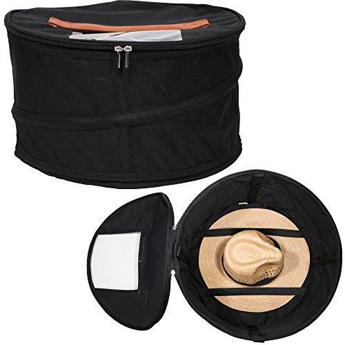 HappiBox Aufbewahrungsbox für Hüte, Stofftierspielzeug, stapelbar, rund, Pop-Up-Behälter, Reise-Hutboxen für Damen und Herren, Schrank-Organizer mit Deckel, Staubschutz, Strandhüte (schwarz, 2 Stück)