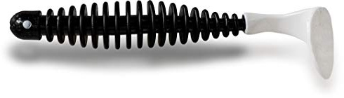 Rhino Premium Salty Paddler Gummfisch mit Lamellen Meeres Angelköder Angel Zubehör aus Eco Friendly Material, schwarz/weiß, 15 cm