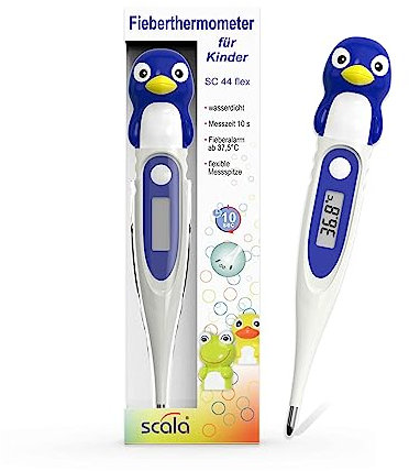 scala Digitales Fieberthermometer SC 44 flex Speed 10 sec. Pinguin weiß, Kinder und Babys