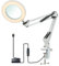 Flexibel Lupe mit Licht und Ständer größer, Schreibtischlampe Led Dimmbar mit 8-facher Lupe, Schwenkarm, Dimmbare LEDs, 3 Farbmodi und 10 Helligkeitsstufen, Lupenleuchte Kosmetiklampe (Weiß)