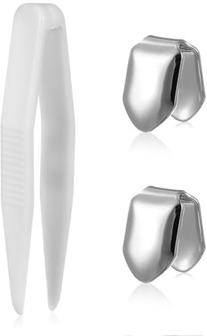 HEALLILY Lot de 2 grilles de dents en plaqué argent - Style hip-hop - Pour décoration de fête