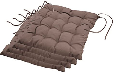 Dynamic24 Stuhlkissen 4er Set Sitzkissen 40x40 Sitzpolster Garten Kissen Polster Auflage (Taupe)