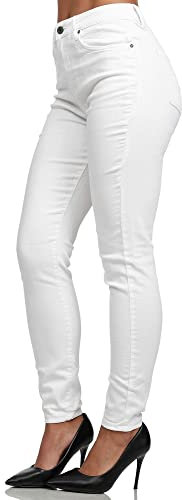 Tazzio Damen High Waist Skinny Jeans – Stretch Denim Hose im Slim Fit, Figurformende Damenjeans mit 5-Pocket Style, Weiß F107 (Größe 40)