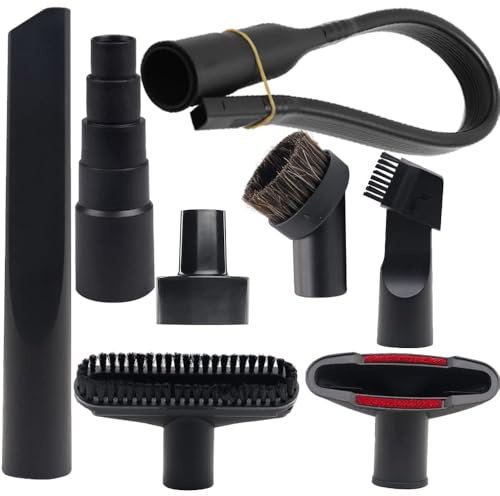 8 Pcs Household Cleaning Vacuum Cleaner Attachments for Shop Vac Accessories - 2 1/2 to 1 1/4 Vacuum Hose Adapter, 1 7/8 to 1 Adapter for Shop Vac, 1 1/4 Vacuum Brush Flexible Crevice Tool