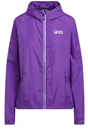 NORTH RIDGE Women's Speed Jacket, Lightweight Water-Resistant Polyester, Reflective Running Layer with Mesh Interior, Vented Back Panel (UK, Numeric, 18, Regular, Regular, Purple)