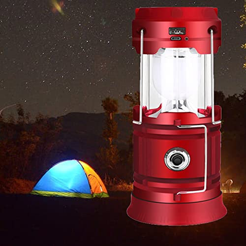 VGE LED Camping Laterne Lampe,Faltbare Notfallleuchte,Tragbare Outdoor Laterne,tragbar, wasserdicht, doppelte Lichtquelle,Camping-Lampe für Hurrikan, Notfall, Sturm, Ausfälle-Rot