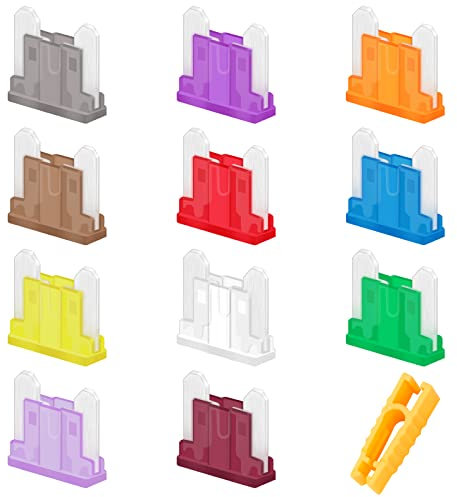 JatilEr Juego de 30 fusibles planos para coche, 2 amperios, 3 A, 5 A, 7,5 A, 10 A, 15 A, 20 A, 25 A, 30 A, 35 A, 40 A, con 1 extractor de fusibles para coches, caravanas, camiones, motocicletas