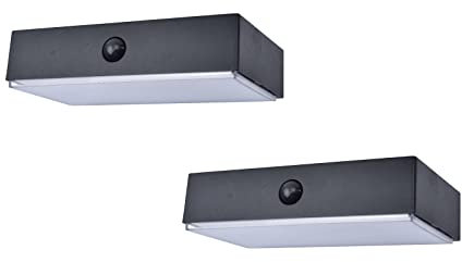 Solar Wandleuchte 2er SET Up and Down Light mit Bewegungsmelder, per App steuerbar, Schwarz Breite 18cm