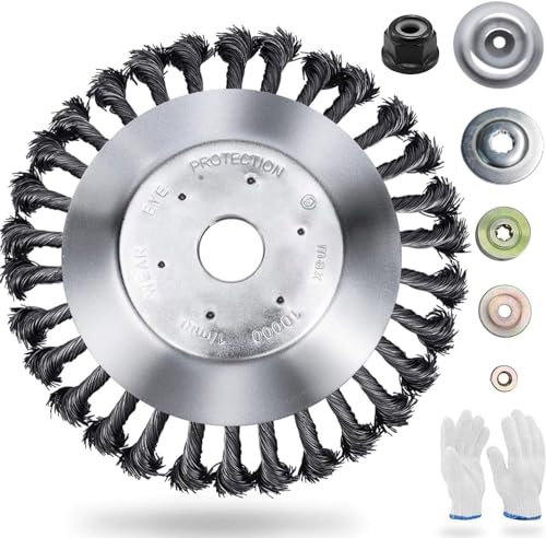 HAUSPROFI Profi Unkrautbürste Freischneider mit 25,4mm Bohrung - Hochwertige Wildkrautbürste für Motorsense - Drahtbürste Freischneider für effektive Moosentfernung(6 Zoll)