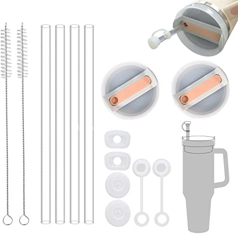 2 Pack Replacement Lid Fit Stanley 40 Oz Tumbler With Handle,Tumbler Lids For Stanley Cup 2.0 Version Stanley Quencher,Cup Accessories Including Straw Cover Cap,leak Stopper And Lid Spill Plug, White