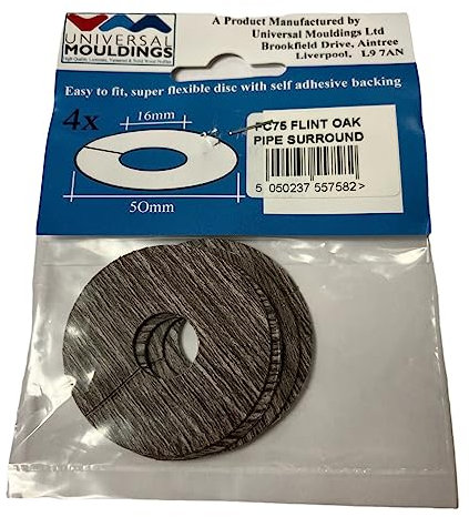Pack of 4 Self Adhesive Pipe Covers Radiator Rings Flint Oak - FC75