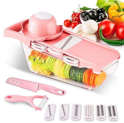 Gemüseschneider， Lebensmittelhäcksler: Home Pink Multifunktionaler Gemüsehäcksler Bequemer Häcksler Salatschneider Zerkleinerer Häcksler Gemüsemaschine(Rosa)