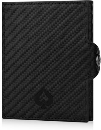 AceStudios Slim Wallet - Geldbörse Herren & Damen für 10 Karten - Geldbeutel klein mit RFID Blocker - Premium Portmonee Herren - Geldbeutel Herren mit Münzfach - Kartenetui (Carbon)