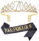 70 & Fabulous Schärpe & Strass Tiara Set Schwarz Gold 70 Geburtstag Geschenke für Frauen Geburtstag Schärpe Tiara für Frauen 70 Geburtstag Party Dekoration (Schwarz 70th), Large, Metall, Konglomerat