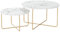 Liink1Ga Table basse ronde en marbre blanc pour salon, table basse ronde, lot de 2 pièces, cadre doré champagne (marbre artificiel)