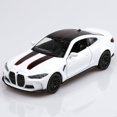 TOKAXI 1/36 Maßstab BMW M4 CSL Diecast Modellautos, Rückziehfahrzeuge BMW M4 Spielzeugautos, Autos Geschenke für Jungen und Mädchen (Weiß)