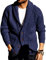 Runcati Mens Cardigan Knitted Chunky Jacket Shawl Collar Cable Knit Loose V Neck Knitwear Outerwear, Blue, M