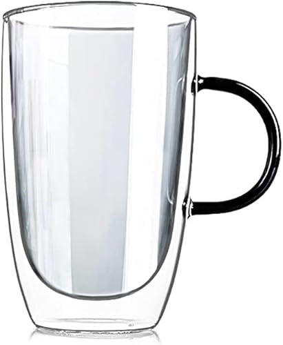 QTANZIQI Double-Walled Nordic Beer Mug with Handle - Vibrant 450ml Heat-Resistant Glass Cup for Festive Celebrations