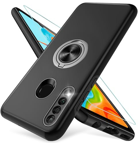 Pilaru Kompatibel mit Huawei P30 Lite Hülle, Eingebetteter 360° Drehbarer Ständer Schutzhülle P30 Lite Hülle Starke Stoßfestigkeit Handyhülle Huawei P30 Lite Hülle-Schwarz