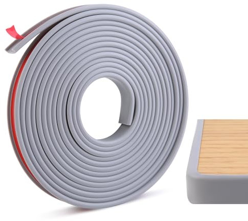 Yanuojie 5m x 15mm U-Shape Furniture Edge Sealing Tape, TPE Flexible Edge Protection Tape for Table, Self Adhesive Veneer Edging Strip Edge Protector,for Table Cabinet,Chair,Shelf Repair,MDF(Grey