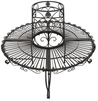 Gartenbank Baumbank runde Parkbank Metall braun für den Garten D: 136 cm -11390-