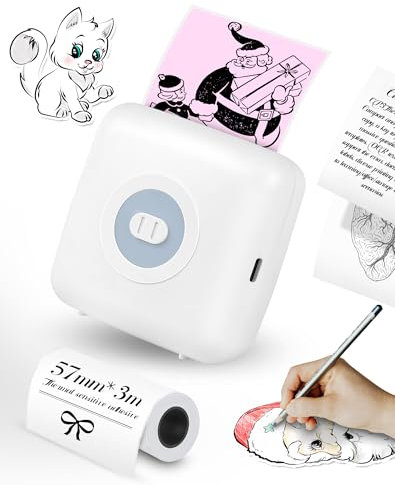 LFPERT CP3 Mini Printer, Thermal Sticker Maker, Pocket Bluetooth Label Maker, Mini Thermal Label Printer for Christmas and, Compatible with Android & IOS, White