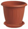 Vaso cm 35 rotondo per fiori e piante + Sottovaso 30 cm, Plastica Color Terracotta - Esterno, Giardino, Balcone