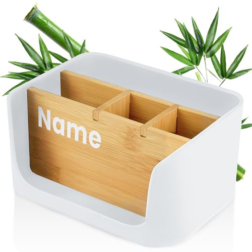 ECO Organiseur de bureau, de table, de maquillage, support pour téléphone portable et tablette, porte-stylos, porte-lettres, porte-serviettes, boîte de rangement (blanc, petit, personnalisé)