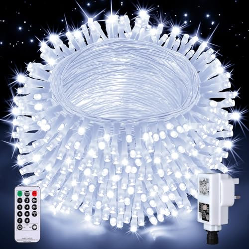 Auriostar Outdoor Christmas Tree Lights, 20M 200 LEDs Xmas Fairy Lights Indoor Mains Powered with 8 Modes/Timer/Remote, IP44 Waterproof Outside Garden Lights for Bedroom/Party/Wedding/Tree/Home