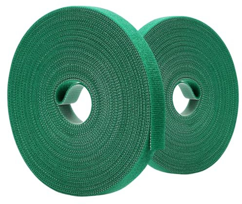 2 Rolls Self-Adhesive Green Garden Wire for Climbing Plants, Reusable Garden Ties - Soft Fabric Sticky Tape for Flowers, Vines (Roll W10mm x L10m)