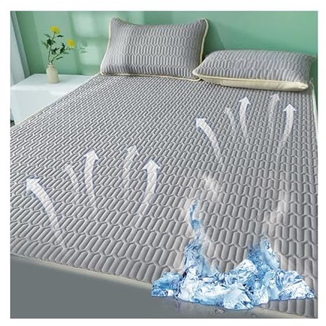 Kühlende Matratzenauflage, Kühlender Matratzenschutzbezug für Personen die im Schlaf Schwitzen, 150 X 200 cm Quadratisches Waschbares Latex Schlafmatten Set für den Sommer Hause im Studentenwohnheim(G