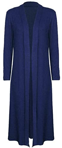 FASHIONISM Maxi cardigan da donna, tinta unita, a maniche lunghe, aperto sul davanti, con colletto lungo, cappotto spolverino taglie 40-58, Marina Militare, 48-50