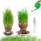 2Pcs Planta De Muñeca con Cabeza De Hierba En Crecimiento, Maceta De Cabeza De Muñeca, Planta Cabeza Hierba Que Crece En Macetas Bonsai Mini, Bonsái De Muñeca con Cabeza De Hierba con Bandeja (M2)