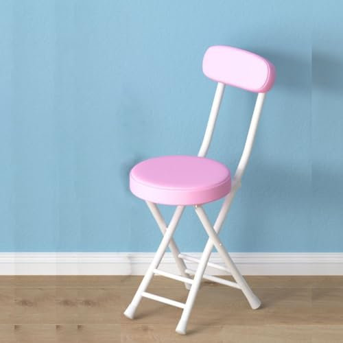 WEIDPHL Tabouret De Bar Pliant Rembourré Rembourré, Tabouret De Bar Court Pliable Portable, Siège Rembourré en Cuir, Tabouret Arrière pour Bar D'appartement À Domicile,Rose