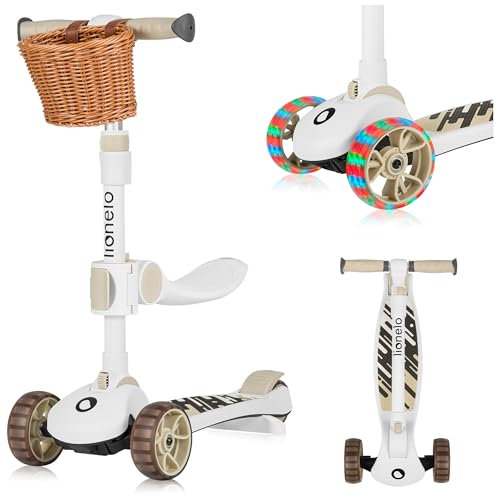LIONELO Franky 2-in-1 Kinder-Balance-Roller ab 3 Jahre bis 50 kg Laufrad ab 1 Jahr bis 20 kg Höhenverstellbar, LED-Räder, rutschfestes Trittbrett, Korb