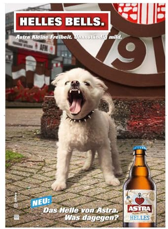 ASTRA Bier Werbung/Reklame Plakat DIN A1 59,4 x 84,1cm Helles Bells, kultiges Poster aus St. Pauli