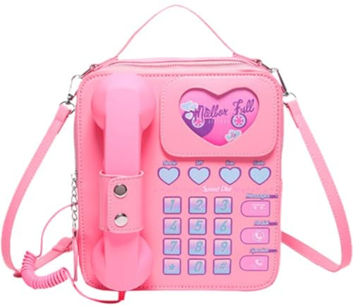 Keuyeo Neuartige Umhängetasche in Telefonform, Lustige Retro-Telefon-Design, Umhängetasche, Personalisierte Handtaschen, Geldbörse Für Frauen Und Mädchen
