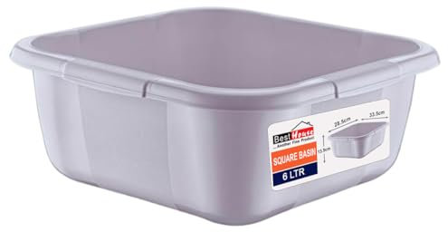 Best House | Square Basin | Kitchen Washing Up Bowl | 6 Litres | Grey | 1 PC | Multipurpose Bath Tub/Washing Tub for Kitchen, Bathroom, and Household Use (Pack of 1)