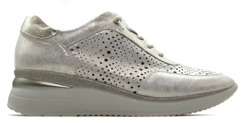 PITILLOS - Zapato Deportivo Casual,Sneakers con Cordones elásticos,cuña y Plataforma,Calado,Rejilla, para: Mujer Color: Oro Talla:37