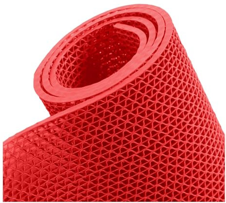 LYXXW S-Förmige, rutschfeste Drainage-Bodenmatte, 0,22 Zoll Dicke Handelsübliche Maschenhohlmatten, Vielseitige Strapazierfähige Teppiche für Pool Badewanne Dusche,Rot,0.9x1m/3x3.3FT