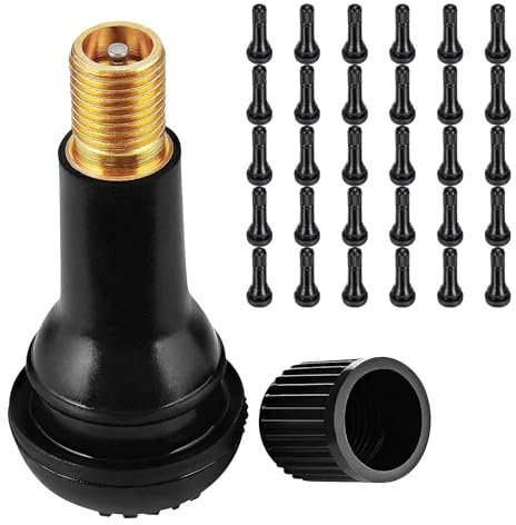 Valve Pneu Voiture TR413, 30 Pièces Valve Tubeless Pneu, Valves en Caoutchouc Snap-in Jantes, Capuchon de Soupape en Caoutchouc Haute étanchéité Universal pour la Plupart des Voitures, Motos, Noir