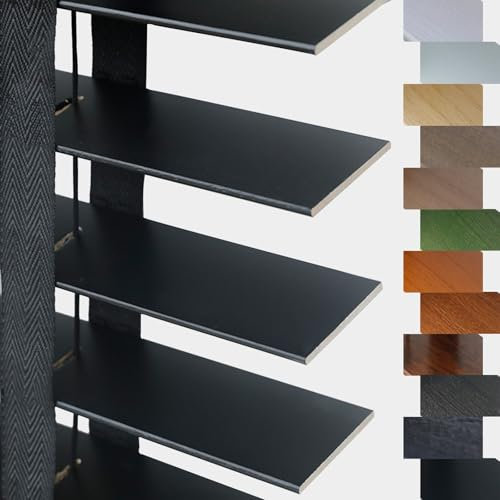 Holz Jalousien Holzjalousie innen Schwarz 5cm Lamellen Horizontal Jalousette für Fenster Sonnenschutz/Sichtschutz Venezianische Jalousie W 25/35/50/65/80/90/100/135/160cm(Schwarz)