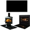 TMK ArtDeko Placa de cristal para estufas de chimenea, rectangular, de cristal templado de seguridad, 70 x 52 cm, color negro