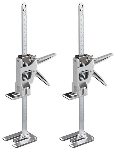 2 Stück 30.4cm Arbeitssparender Heber mit Skala, Arbeitssparende Hebebühnen, Fliesenheber bis zu 200KG, Hubhöhe 14,5cm, Hebevorrichtung für Möbel, Tür, Schrank, Gipskartonplatten, Fliesenheber