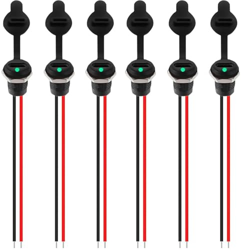 RUNCCI-YUN 6Pièces connecteur USB C a souder prise femelle,Ronde USB C 2 Fils femelle connecteur panneau,150mm 24 AWG, avec Lumière LED Cache-poussière et Écrous, Noir avec fonction PD