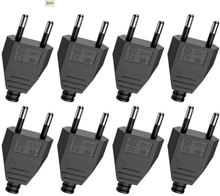 8 Stücke Euro Stecker Flach,Eurostecker Flach,Eurokupplung, Stromstecker Flach (220V, 2.5A), Schuko Stecker Flach,Euro Stecker-Schwarz