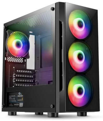 UltraTek Vulkan Series Gaming PC, Ryzen 5 5600, RTX 4060 8GB, 16GB RAM, 1TB NVME SSD, RGB Case with Glass Front, Windows 11