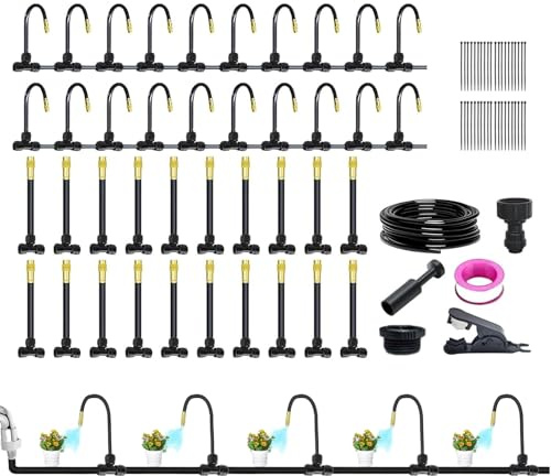 Drip Irrigation, Garden Watering Kit, Adjustable Nozzle, Automatic Watering System, Tubing Hose Included, Ideal for Trees Greenhouses Hydroponic Use, 25x24.5x4cm/24x25x8cm