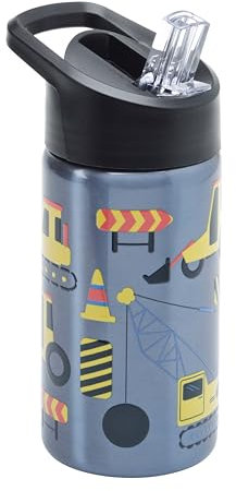 Smash Stainless Steel Drink Bottle with Flip Top Lid and Straw - Digger 500ml